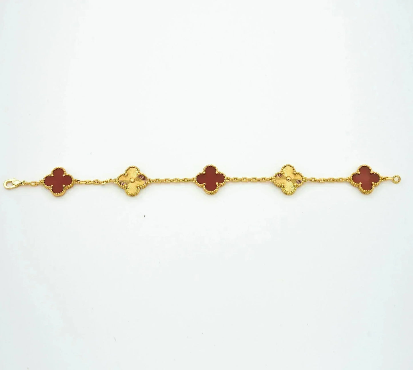 [Love Aura]CLOVER  5 MOTIFS CARNELIAN GOLD BRACELET