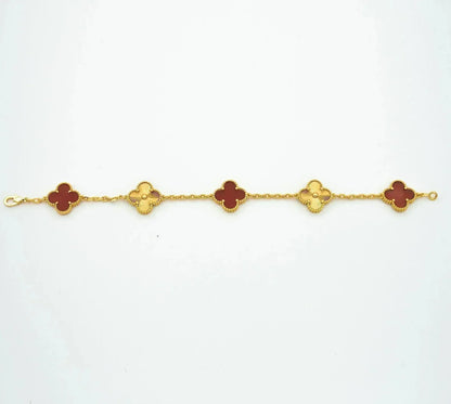 [Love Aura]CLOVER  5 MOTIFS CARNELIAN GOLD BRACELET