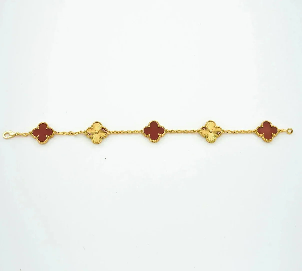 [Love Aura] CLOVER 5 MOTIF RED CORNELIAN BRACELET COLLECTION