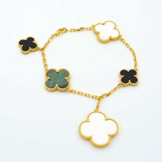 [Love Aura]CLOVER BRACELET 5 MOTIFS ONYX MOP