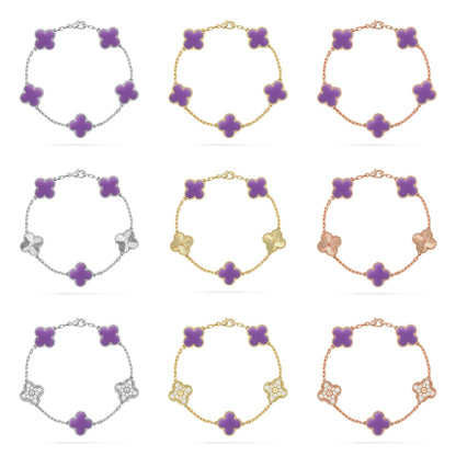 [Love Aura]CLOVER 5 MOTIF LIGHT PURPLE BRACELET COLLECTION