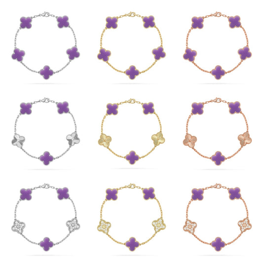 [Love Aura]CLOVER 5 MOTIF LIGHT PURPLE BRACELET COLLECTION