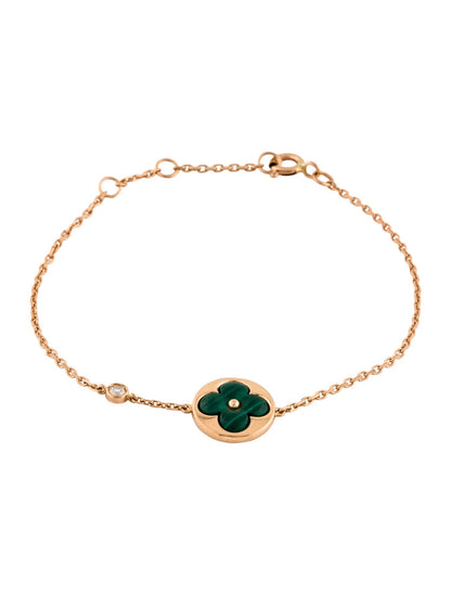 [Love Aura]SUN MALACHITE 1 DIAMOND PINK GOLD BRACELET