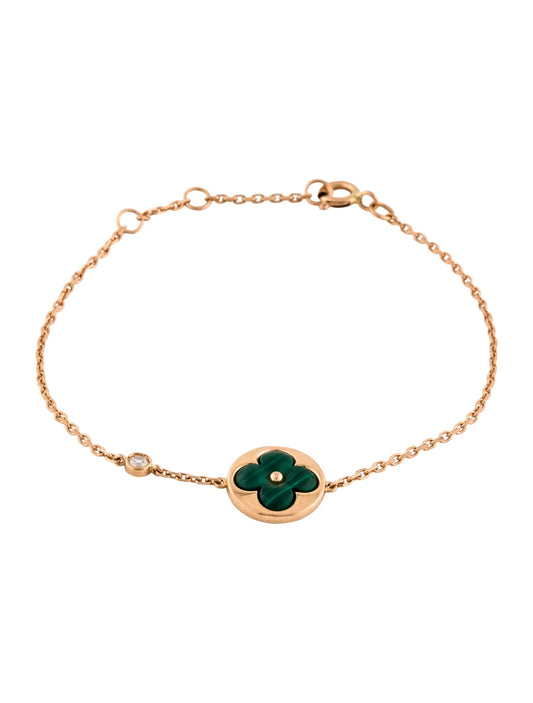 [Love Aura]SUN MALACHITE 1 DIAMOND PINK GOLD BRACELET