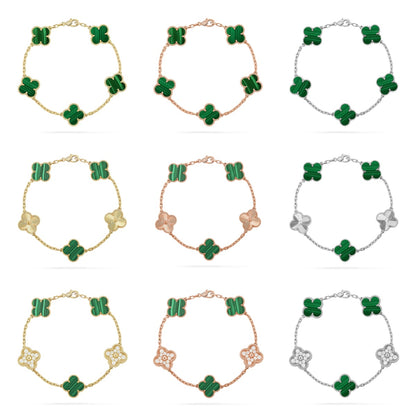 [Love Aura] CLOVER 5 MOTIF MALACHITE BRACELET COLLECTION