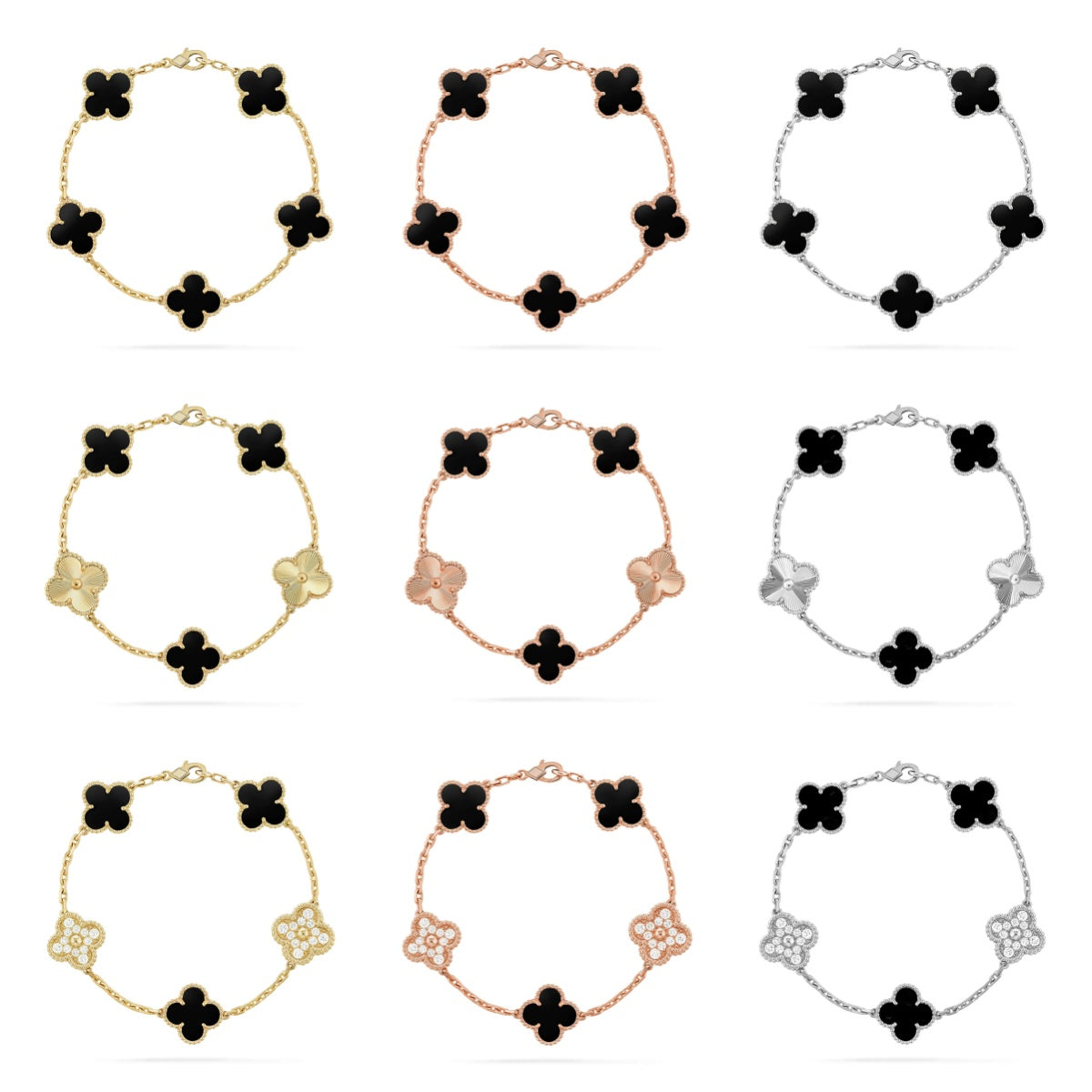 [Love Aura] CLOVER 5 MOTIF ONYXS BRACELET COLLECTION
