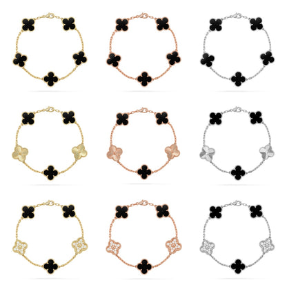 [Love Aura] CLOVER 5 MOTIF ONYXS BRACELET COLLECTION