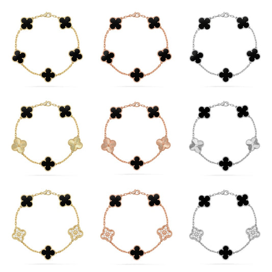 [Love Aura] CLOVER 5 MOTIF ONYXS BRACELET COLLECTION