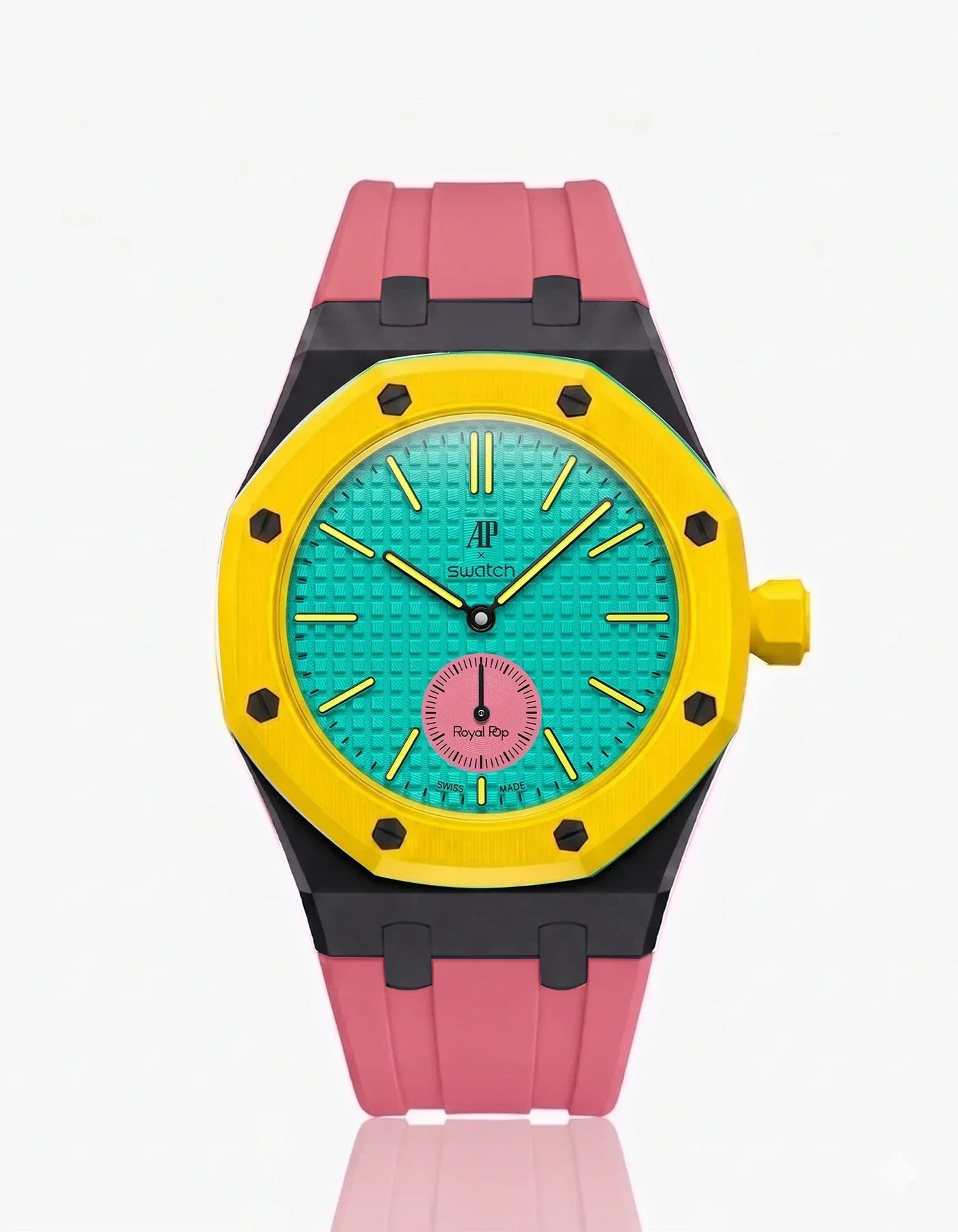 Rubber Strap & Case For AP x Swatch Royal Pop Otg Roz