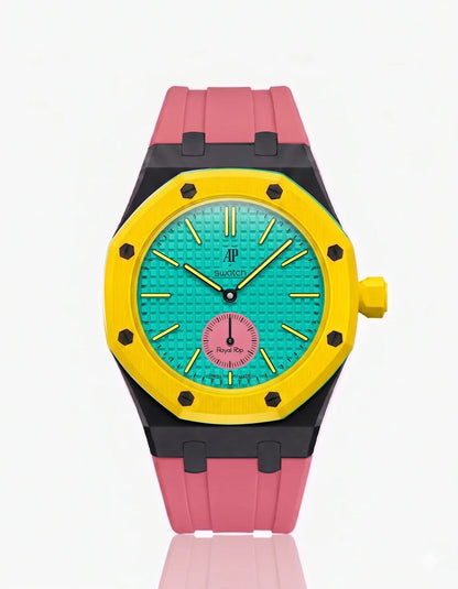 Rubber Strap & Case For AP x Swatch Royal Pop Otg Roz