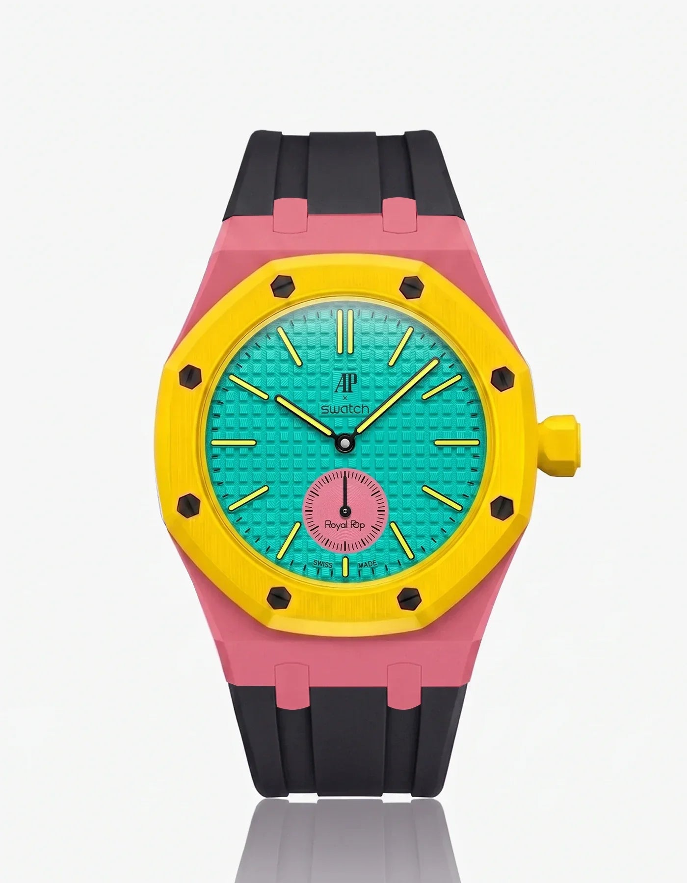Rubber Strap & Case For AP x Swatch Royal Pop Otg Roz