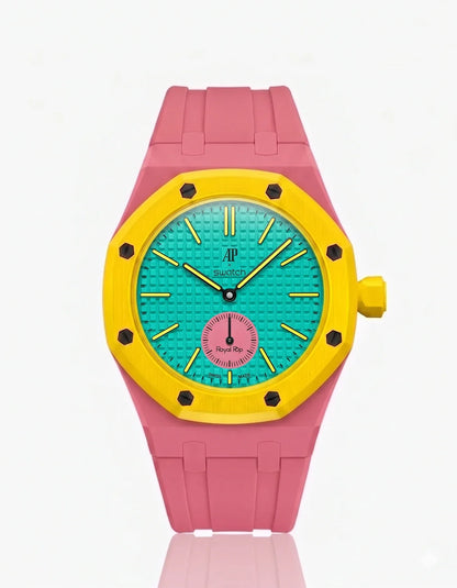 Rubber Strap & Case For AP x Swatch Royal Pop Otg Roz