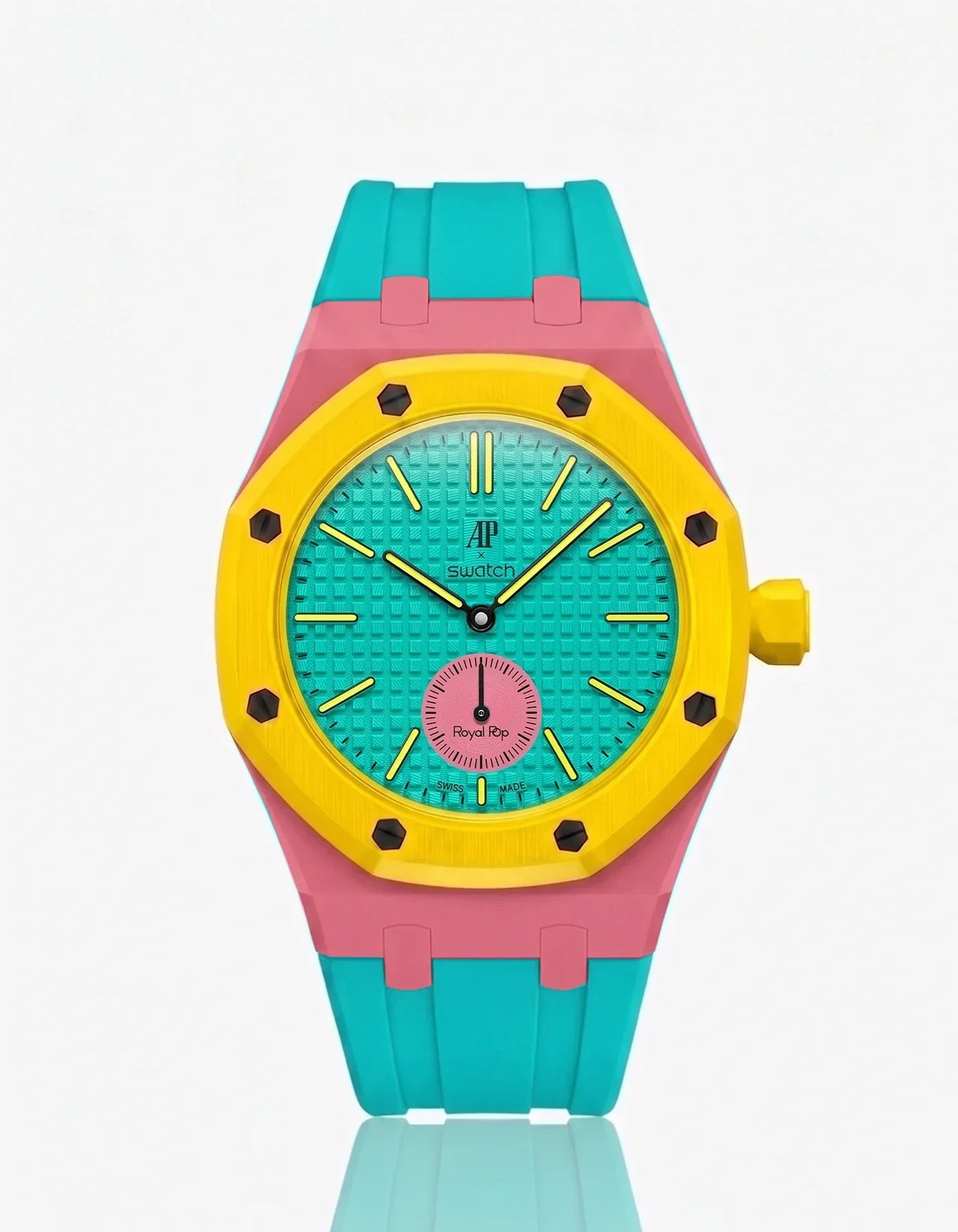 Rubber Strap & Case For AP x Swatch Royal Pop Otg Roz