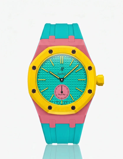 Rubber Strap & Case For AP x Swatch Royal Pop Otg Roz