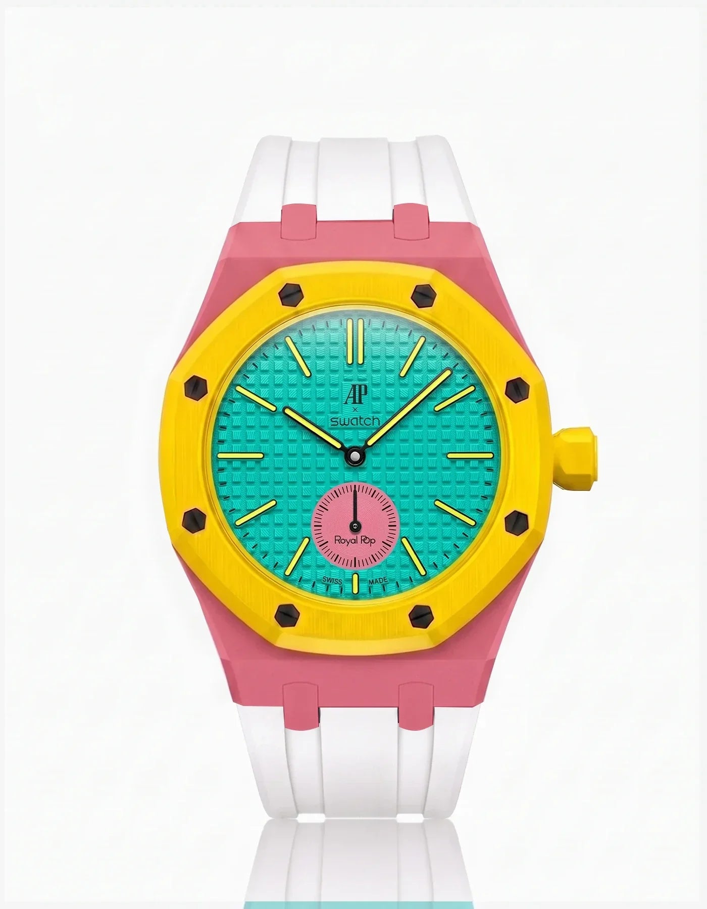 Rubber Strap & Case For AP x Swatch Royal Pop Otg Roz