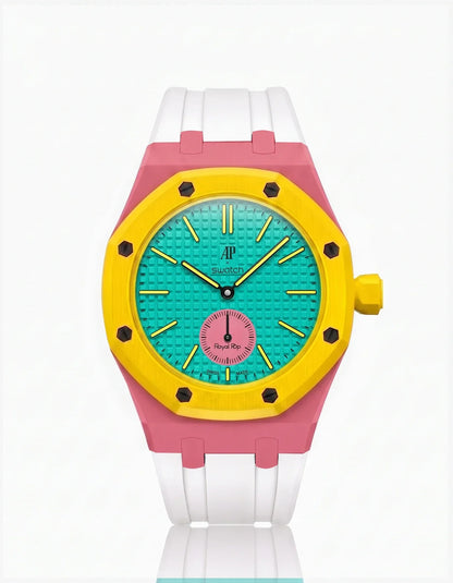 Rubber Strap & Case For AP x Swatch Royal Pop Otg Roz