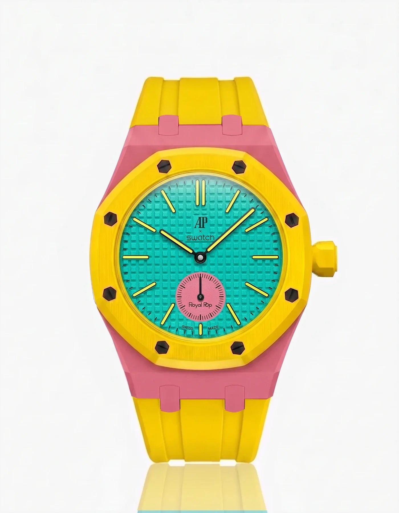 Rubber Strap & Case For AP x Swatch Royal Pop Otg Roz