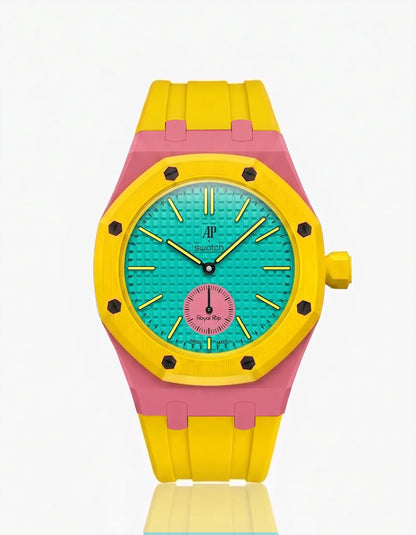 Rubber Strap & Case For AP x Swatch Royal Pop Otg Roz