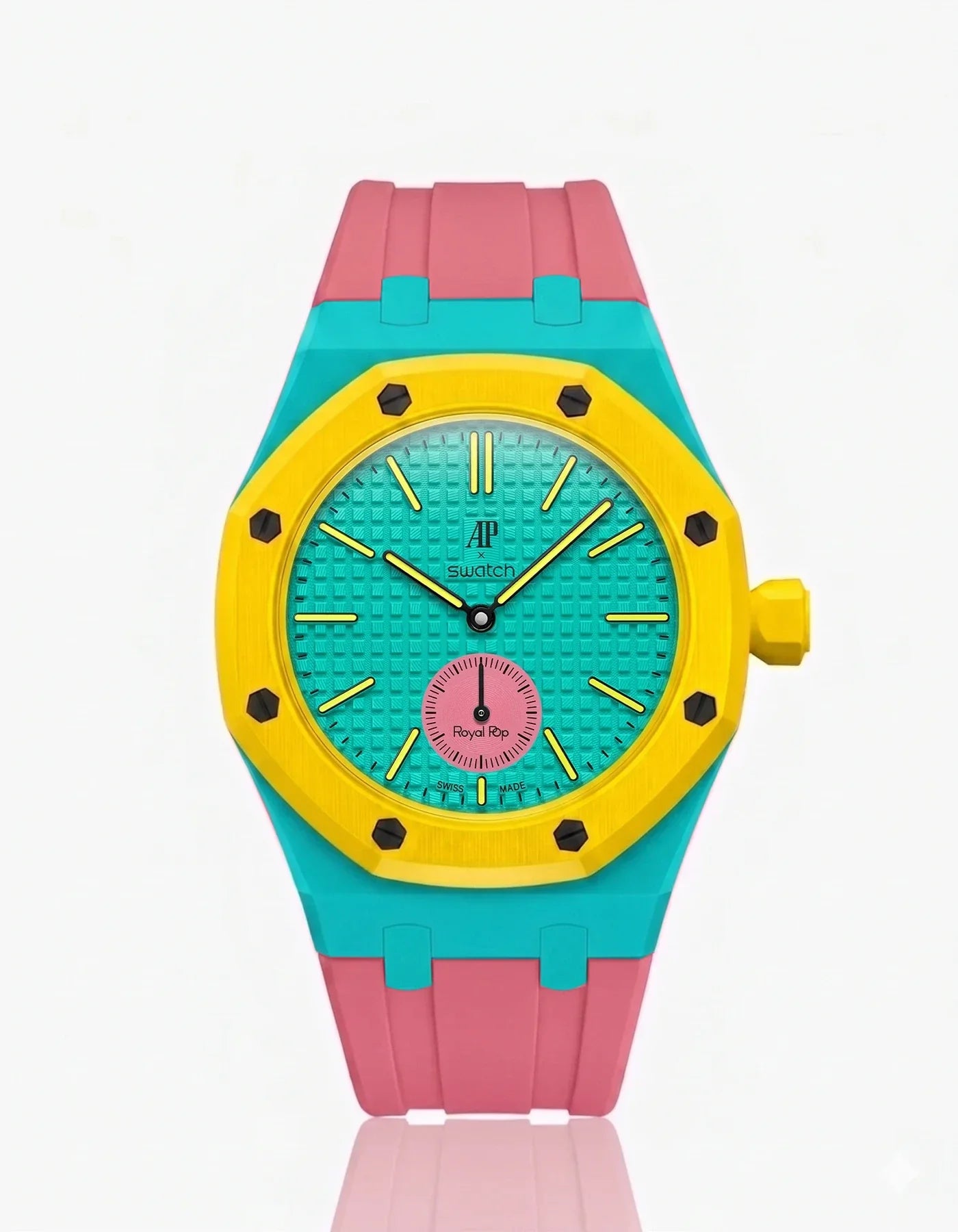 Rubber Strap & Case For AP x Swatch Royal Pop Otg Roz