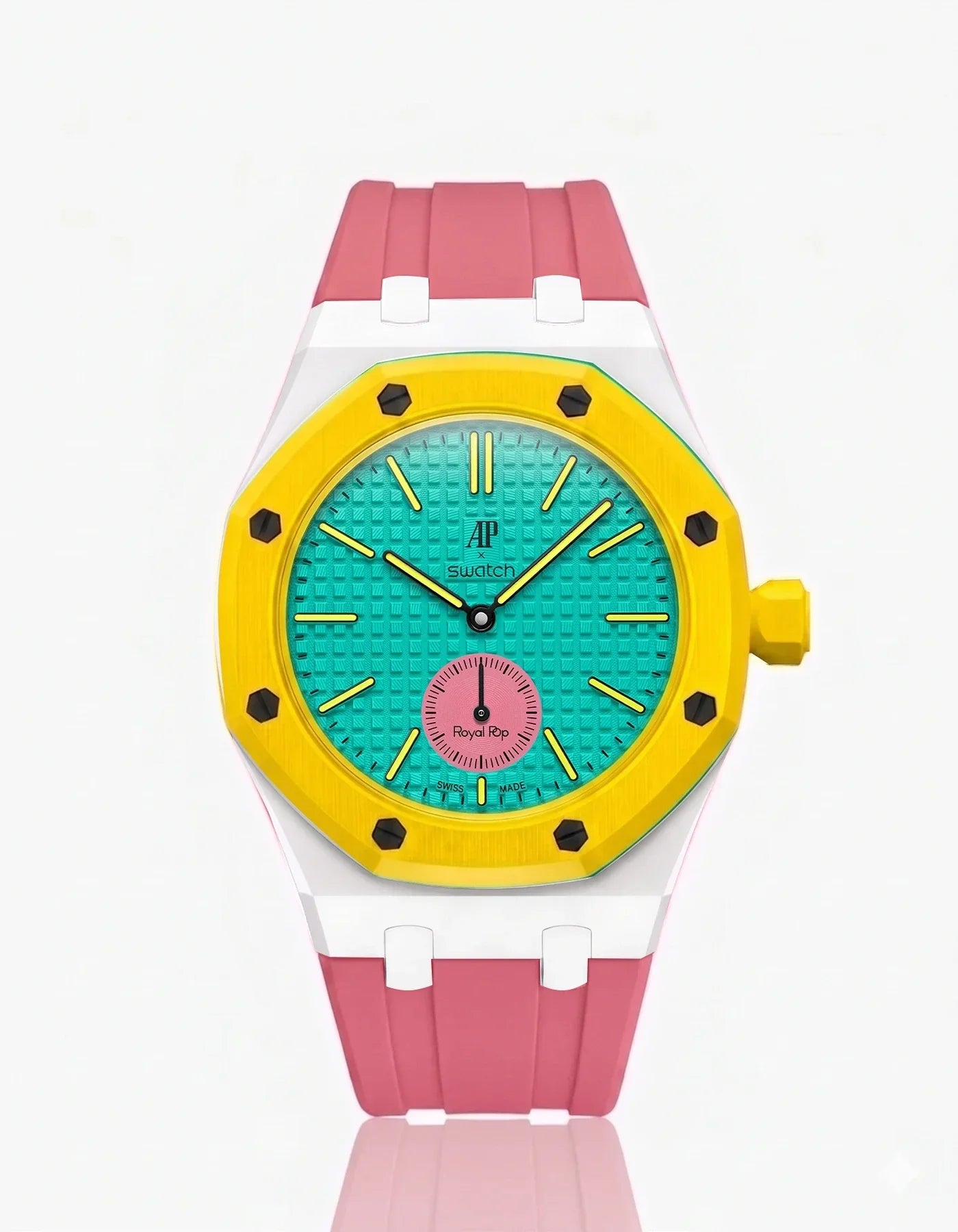 Rubber Strap & Case For AP x Swatch Royal Pop Otg Roz