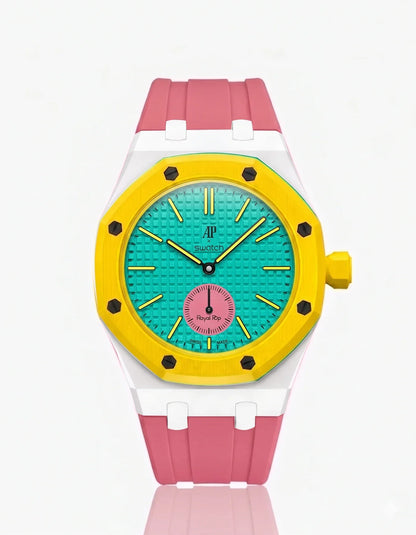Rubber Strap & Case For AP x Swatch Royal Pop Otg Roz