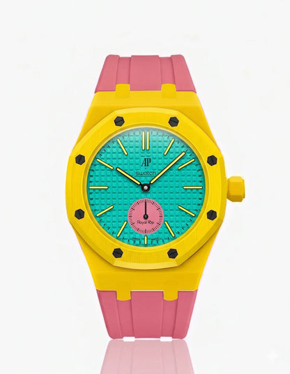Rubber Strap & Case For AP x Swatch Royal Pop Otg Roz