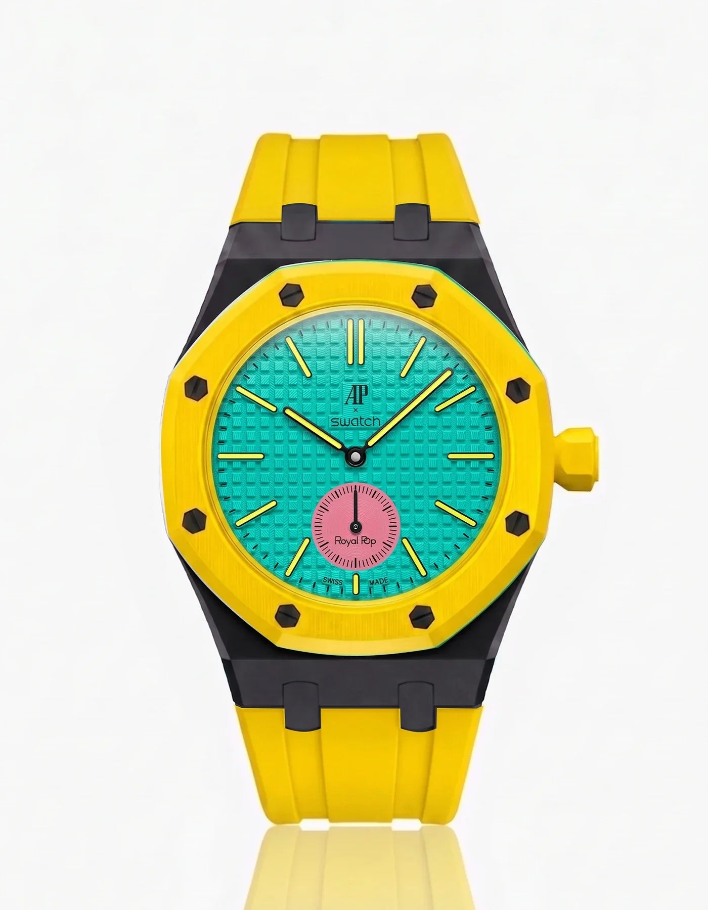 Rubber Strap & Case For AP x Swatch Royal Pop Otg Roz