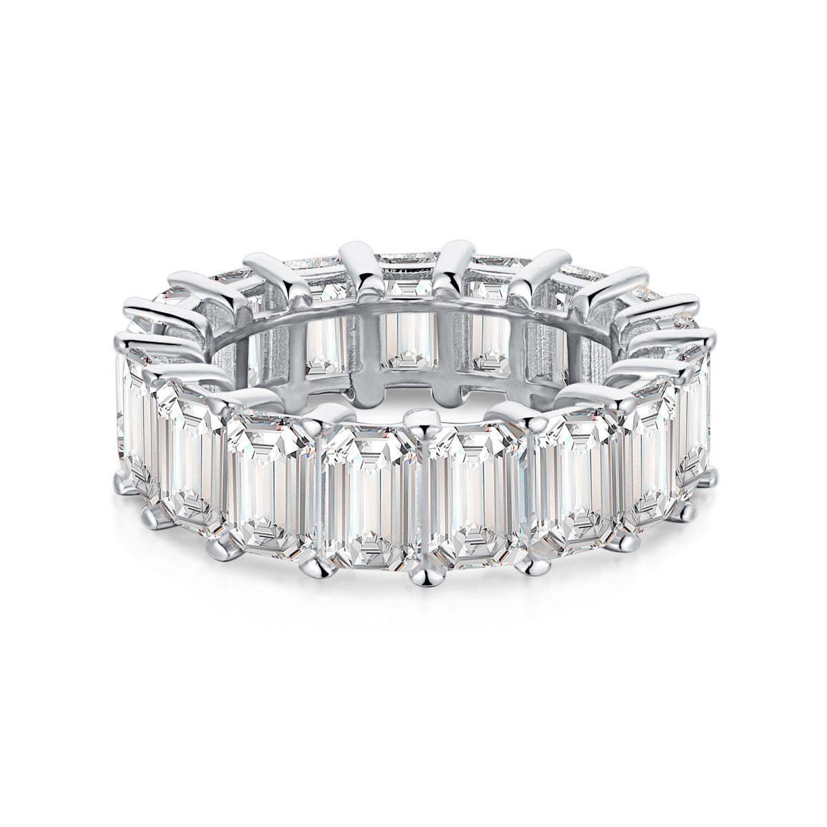 [Love Aura]0.75 Carat Elegant Emerald Cut Tennis Ring