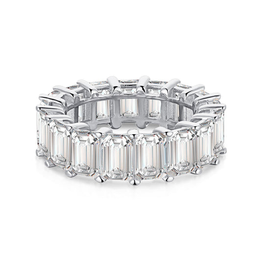 [Love Aura]0.75 Carat Elegant Emerald Cut Tennis Ring