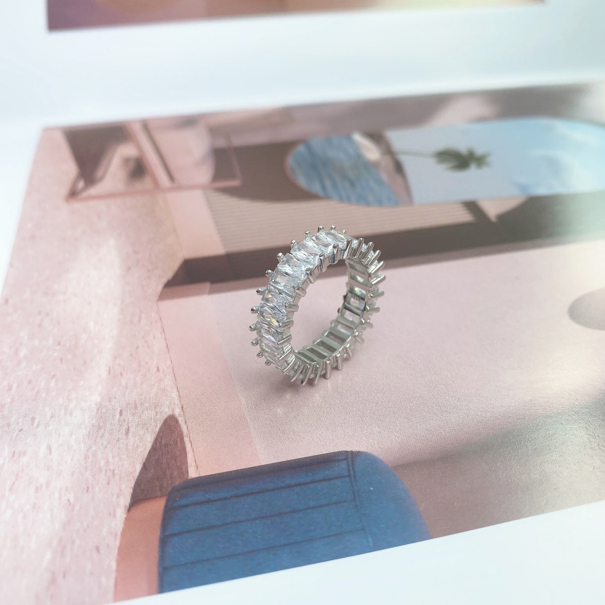 [Love Aura]Unique Colorful Radiant Cut RIng