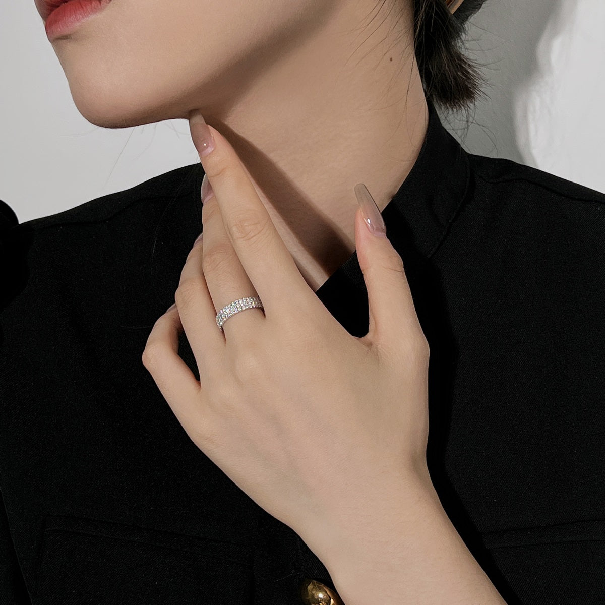 [Love Aura]Dainty Round Cut Tennis Ring