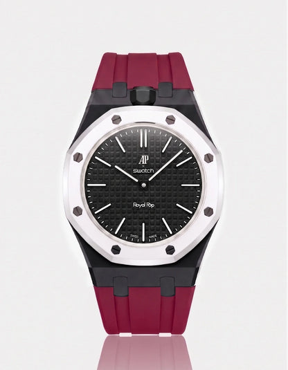 Silicone Strap & Bioceramic Case Royal Pop Ocho Negro(Customize  Colors)