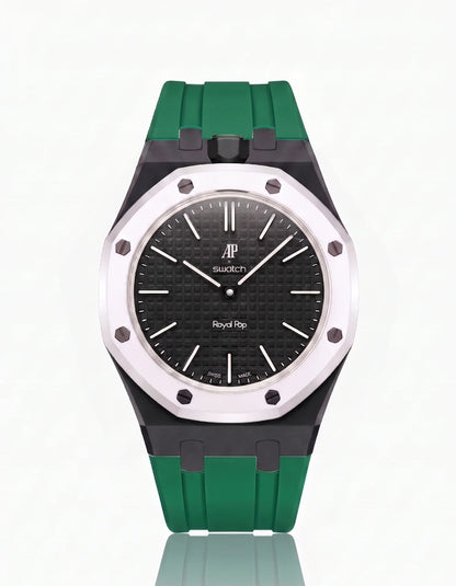 Silicone Strap & Bioceramic Case Royal Pop Ocho Negro(Customize  Colors)