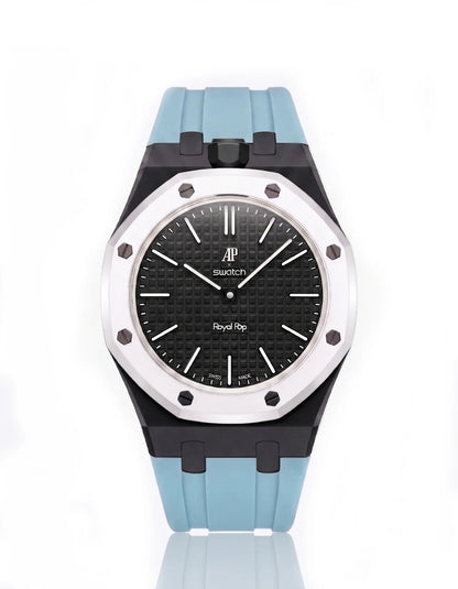 Silicone Strap & Bioceramic Case Royal Pop Ocho Negro(Customize  Colors)