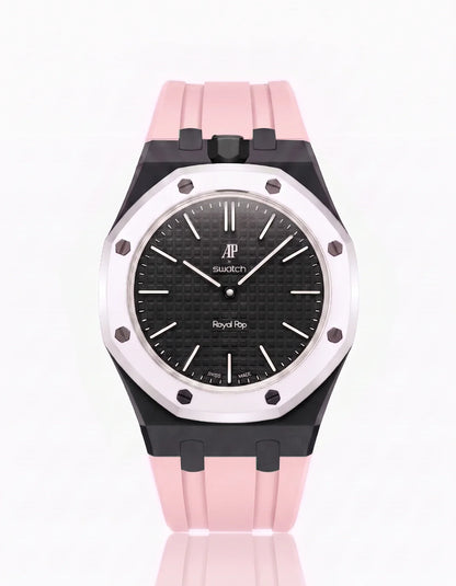 Silicone Strap & Bioceramic Case Royal Pop Ocho Negro(Customize  Colors)