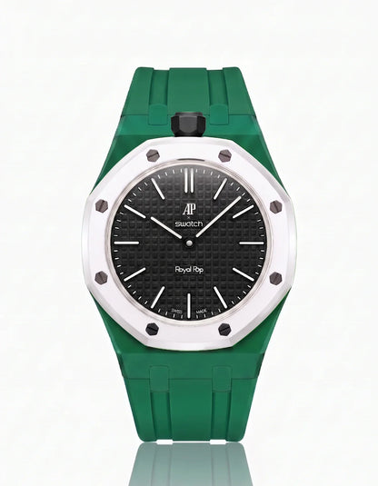 Silicone Strap & Bioceramic Case Royal Pop Ocho Negro(Customize  Colors)