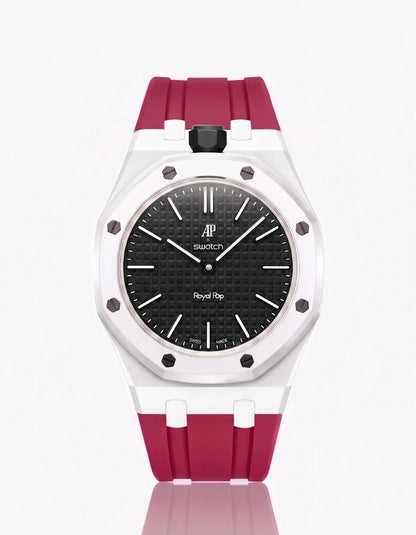 Silicone Strap & Bioceramic Case Royal Pop Ocho Negro(Customize  Colors)