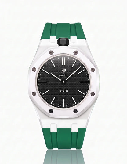 Silicone Strap & Bioceramic Case Royal Pop Ocho Negro(Customize  Colors)
