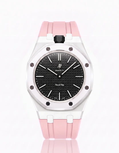 Silicone Strap & Bioceramic Case Royal Pop Ocho Negro(Customize  Colors)