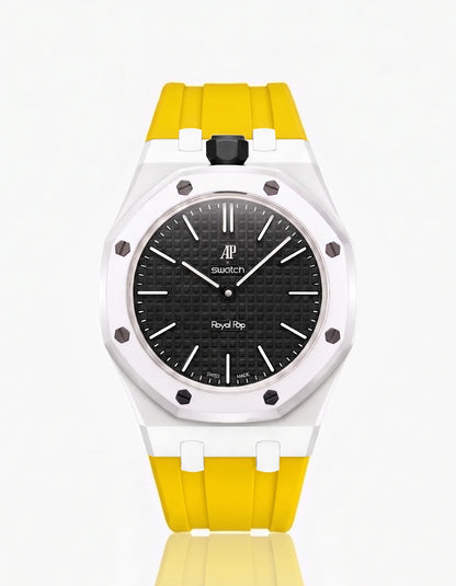 Silicone Strap & Bioceramic Case Royal Pop Ocho Negro(Customize  Colors)