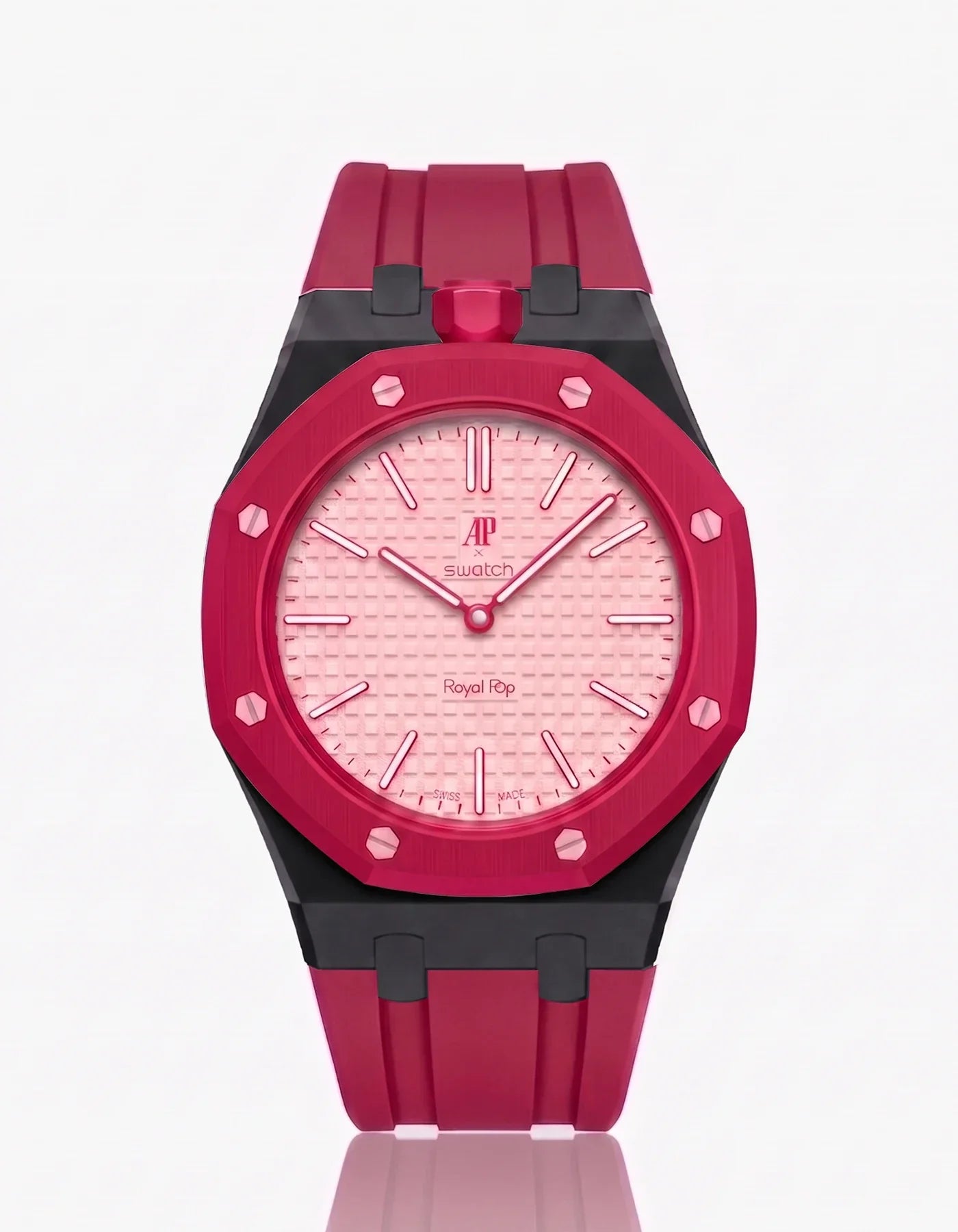 Rubber Strap & Case For AP x Swatch Royal Pop Otto Rosso