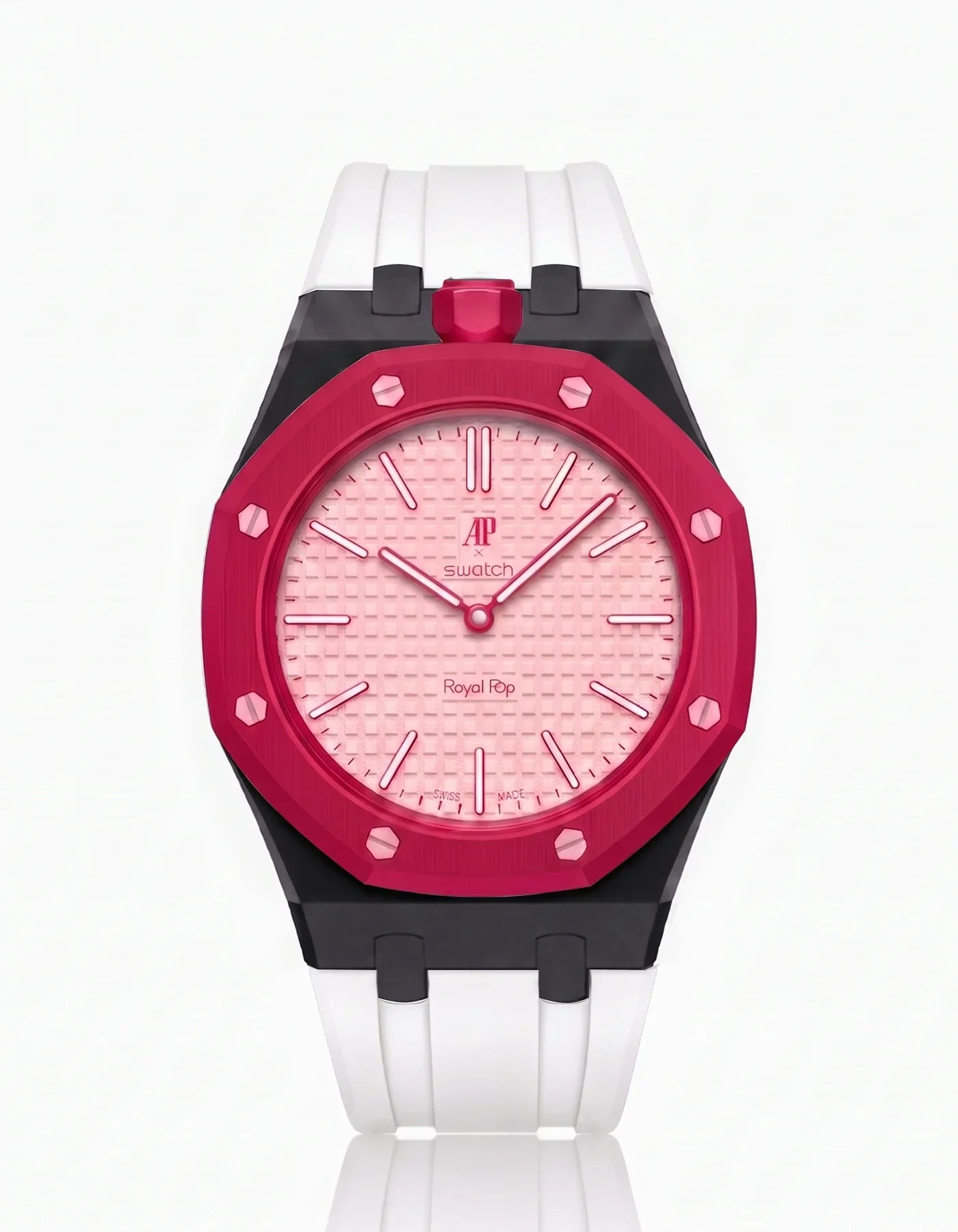 Rubber Strap & Case For AP x Swatch Royal Pop Otto Rosso