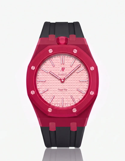 Rubber Strap & Case For AP x Swatch Royal Pop Otto Rosso