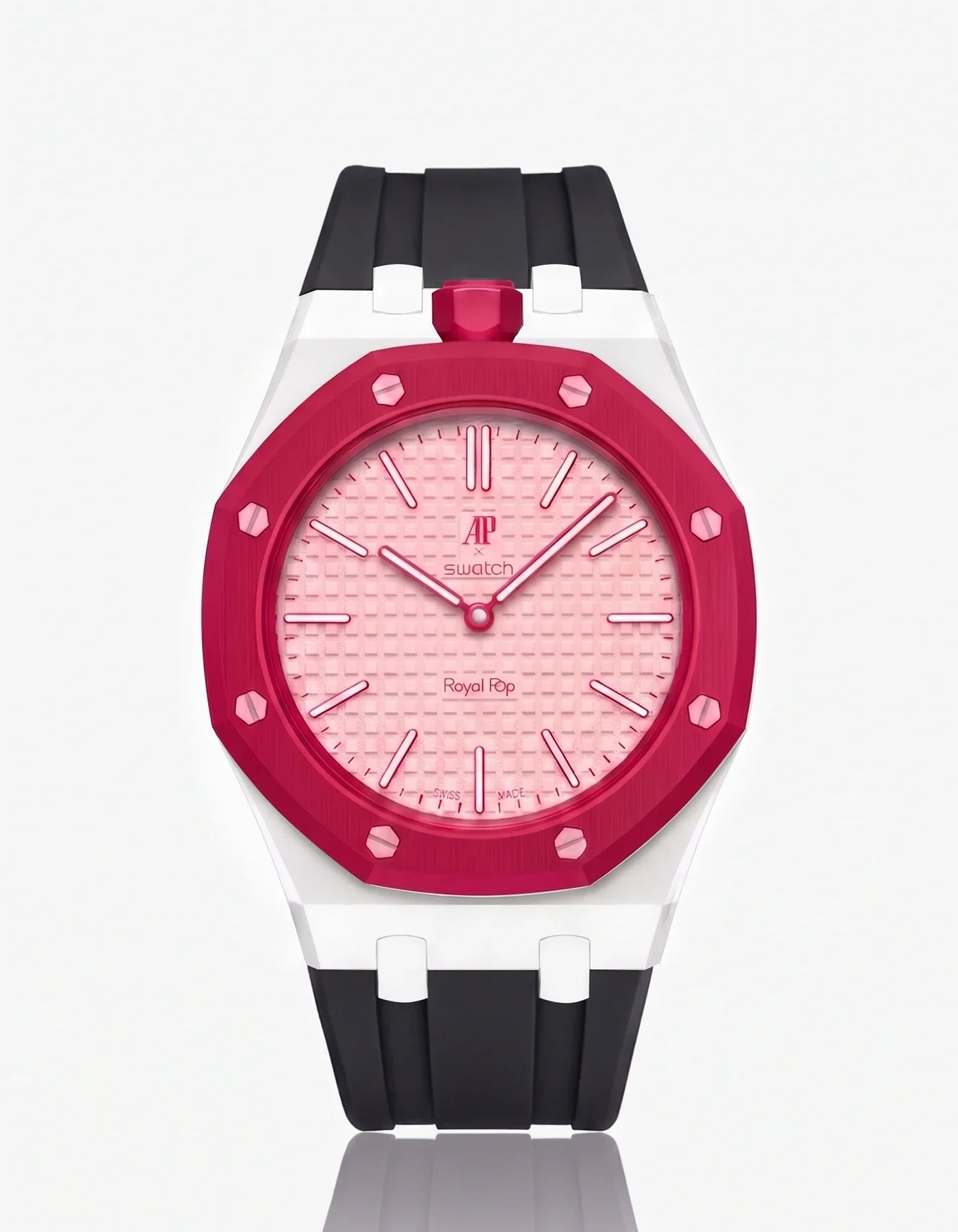 Rubber Strap & Case For AP x Swatch Royal Pop Otto Rosso