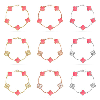 [Love Aura] CLOVER 5 MOTIFS  PINK MOP BRACELET COLLECTION