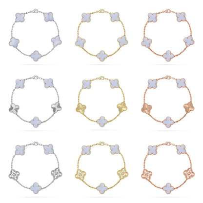 [Love Aura] CLOVER 5 MOTIF PURPLE CHALCEDONY BRACELET COLLECTION
