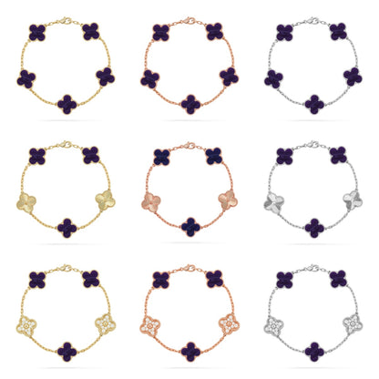 [Love Aura]CLOVER 5 MOTIF PURPLE STRIPES BRACELET COLLECTION