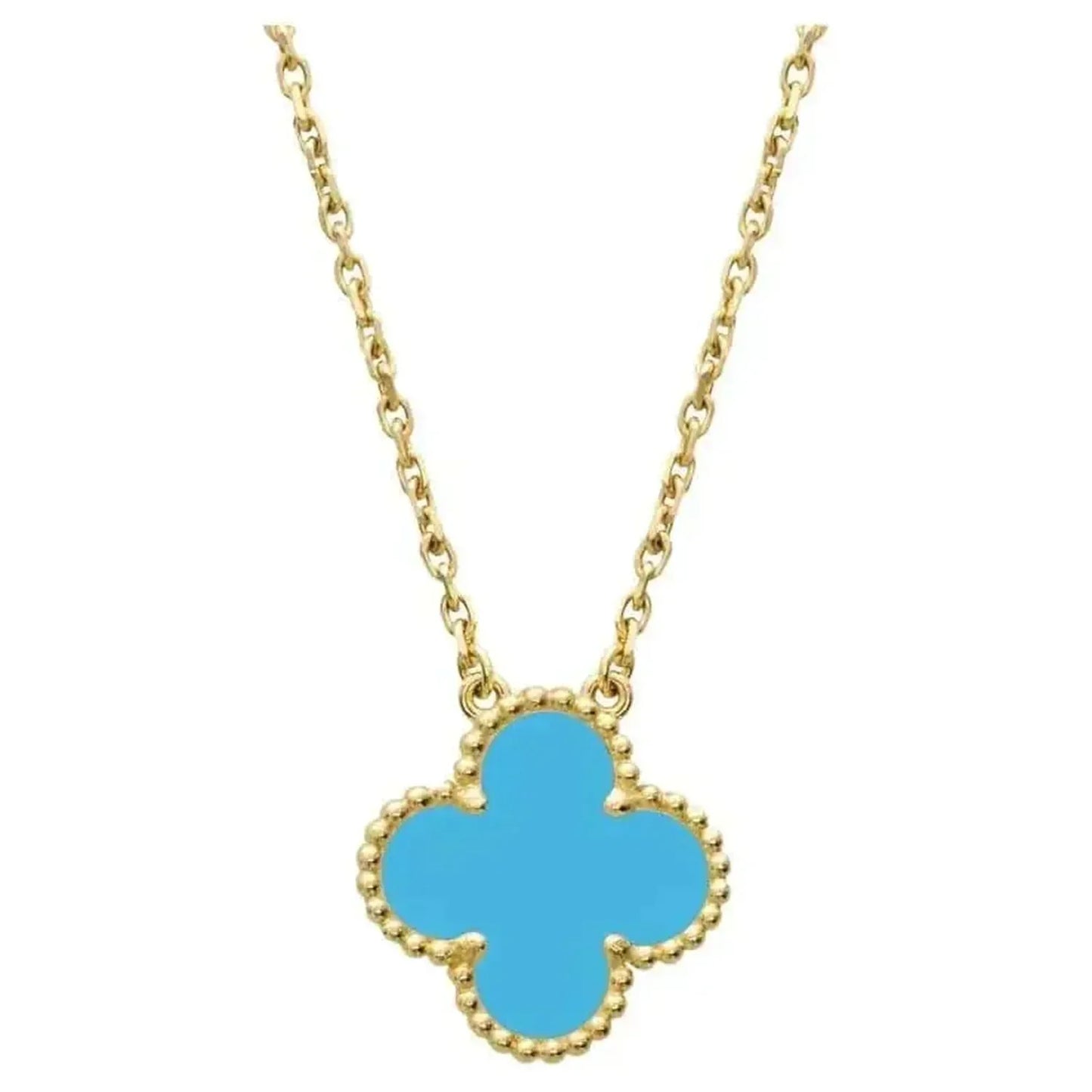 [Love Aura]CLOVER 15MM VINTAGE TURQUOISE NECKLACE