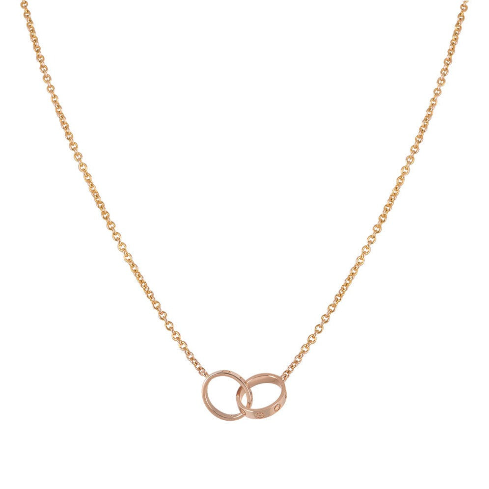 [Love Aura]LOVE NECKLACE DOUBLE RING PINK GOLD