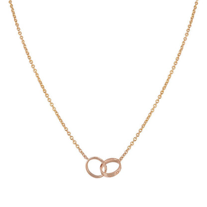 [Love Aura]LOVE NECKLACE DOUBLE RING PINK GOLD